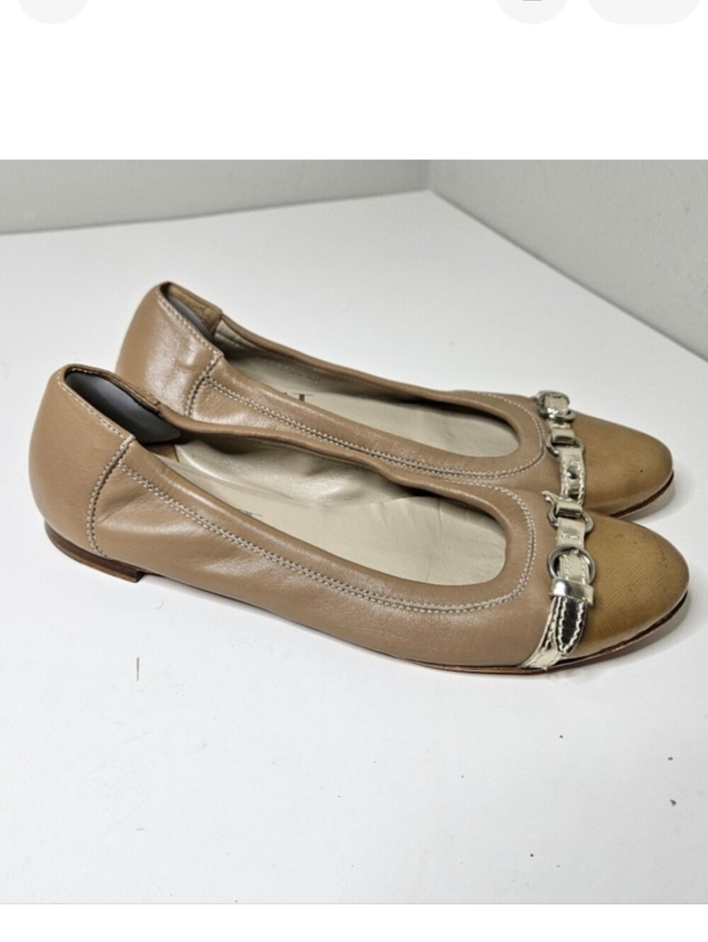 AGL Attilio Giusti Leombruni Ballet Flats Monika Mae Silver Chain 40 9.5